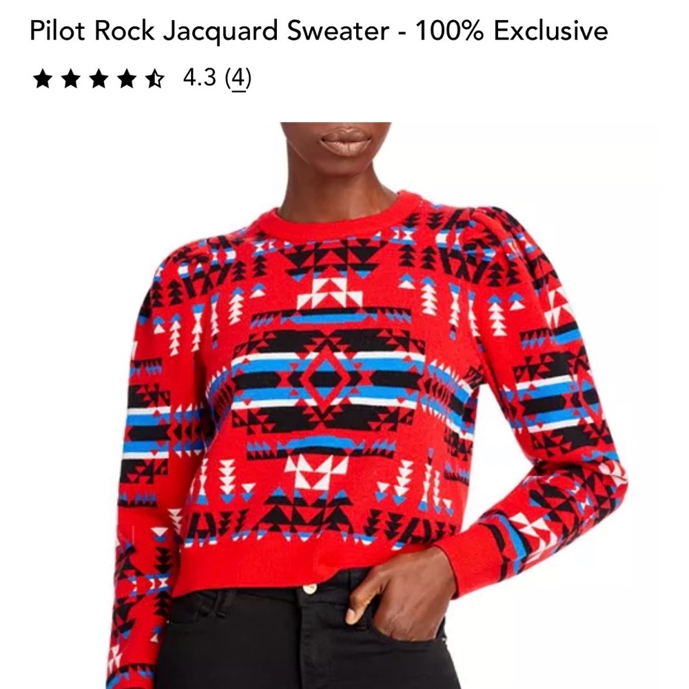 Pendleton xAqua (Bloomingdale’s) Red and Blue Jacquard Sweater